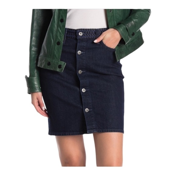 NWT LEVI'S Made & Crafted High Rise Button Front Denim Mini Skirt Size 28 - Picture 1 of 5